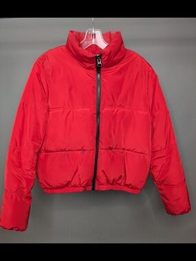 H&M Divided Red Puffer Jacket with Black Zip
